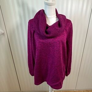 Ideology pink long sleeve sweater cowl neck mottled soft Size 2X